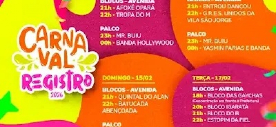 Registro-SP se prepara para quatro noites de Carnaval na Pra�a Beira Rio