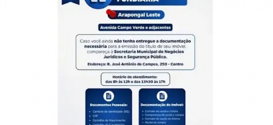 Regulariza��o Fundi�ria no Arapongal Leste em Registro-SP